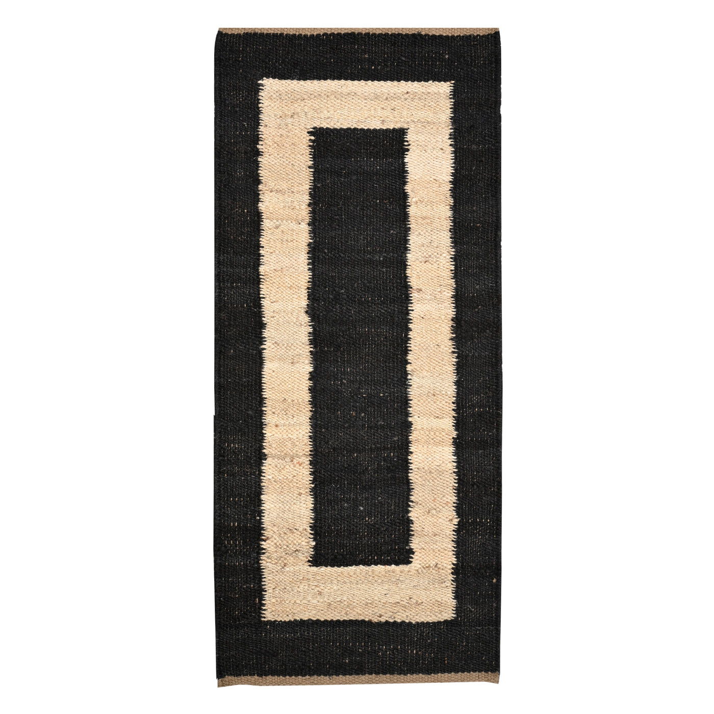 Natural Jute Runner Rug for Hallway/Kitchen/Entryway | Black Jute Stair Runner Carpet