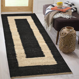 Natural Jute Runner Rug for Hallway/Kitchen/Entryway | Black Jute Stair Runner Carpet