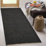Black Jute Hallway Runner | Black Stair Runner | Handwoven Carpet Rug for Kitchen/Bathroom