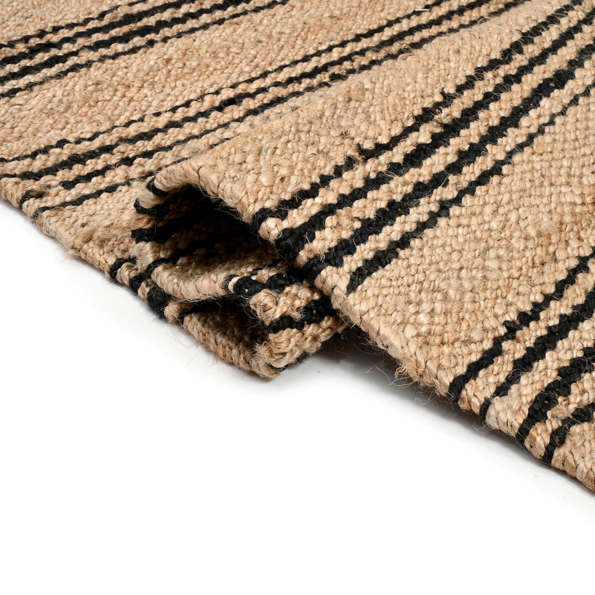 Striped Pattern Jute Stair Carpet | Handwoven Hallway Runner for Heavy Traffic Areas