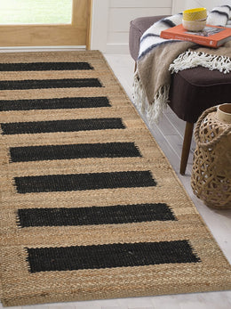 Black Beige Jute Runner Rug for Hall/Entry Door/Kitchen | Seagrass Jute Runner for Stairs