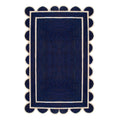 Navy Blue Scalloped Jute Rug | Scallop Edge Rug | Jute Scalloped Carpet