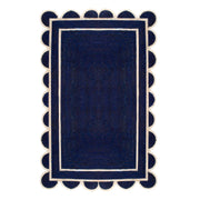 Navy Blue Scalloped Jute Rug | Scallop Edge Rug | Jute Scalloped Carpet