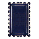 Navy Blue Scalloped Jute Rug | Scallop Edge Rug | Jute Scalloped Carpet