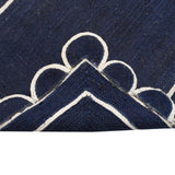Navy Blue Scalloped Jute Rug | Scallop Edge Rug | Jute Scalloped Carpet