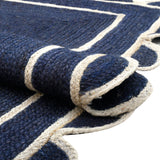 Navy Blue Scalloped Jute Rug | Scallop Edge Rug | Jute Scalloped Carpet