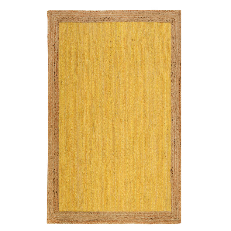 Natural Jute Runner Rug for Hallway – Yellow Long Entryway Carpet, Sustainable Floor Runner