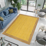 Natural Jute Runner Rug for Hallway – Yellow Long Entryway Carpet, Sustainable Floor Runner