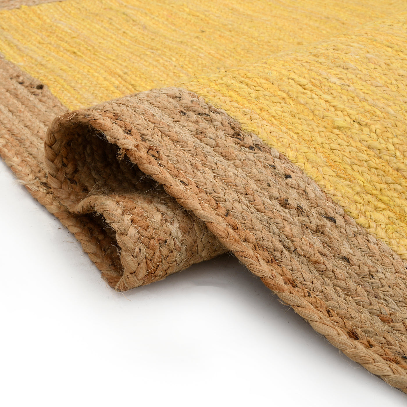 Natural Jute Runner Rug for Hallway – Yellow Long Entryway Carpet, Sustainable Floor Runner