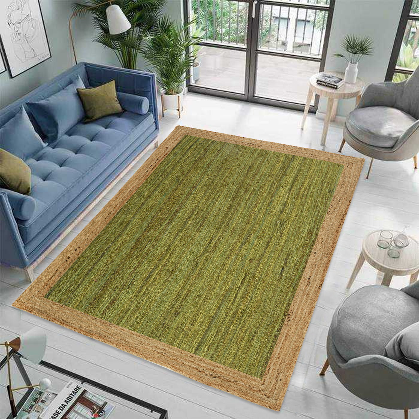 Extra Large Rug 12X15 Feet, Green Jute Rug Runner, Braided Long Hallway Runner 40 Feet