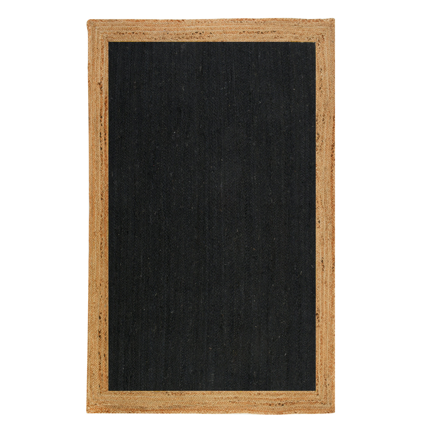Braided Jute Rug Runner, Black Area Rug Carpet, Long Hallway Runner, Natural Woven Jute Rug