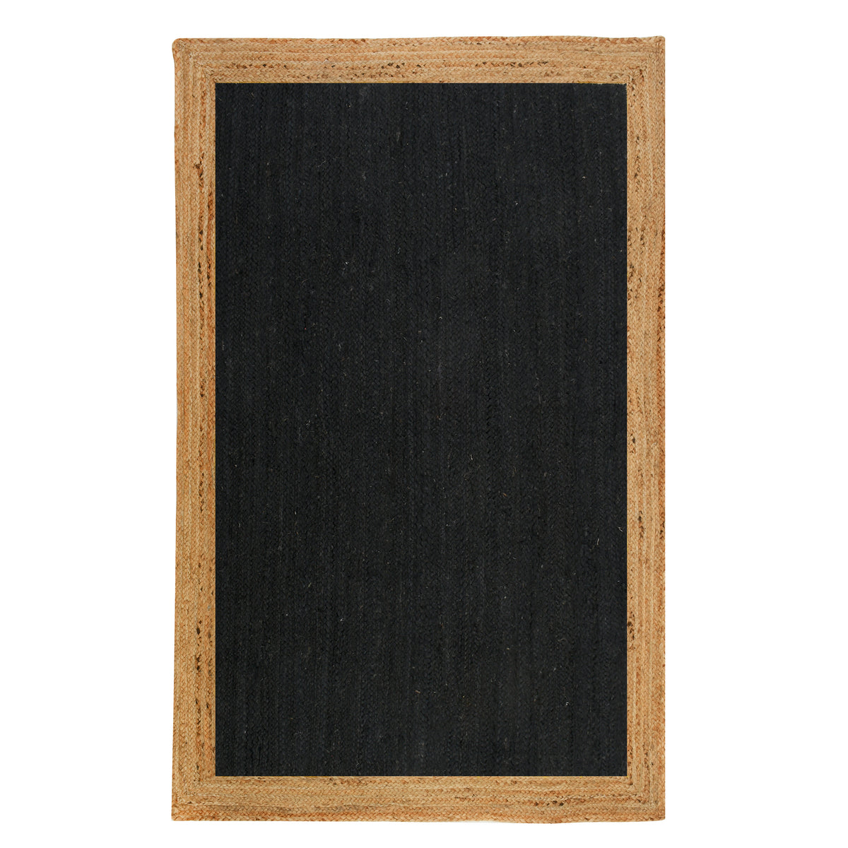 Braided Jute Rug Runner, Black Area Rug Carpet, Long Hallway Runner, Natural Woven Jute Rug