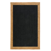 Braided Jute Rug Runner, Black Area Rug Carpet, Long Hallway Runner, Natural Woven Jute Rug