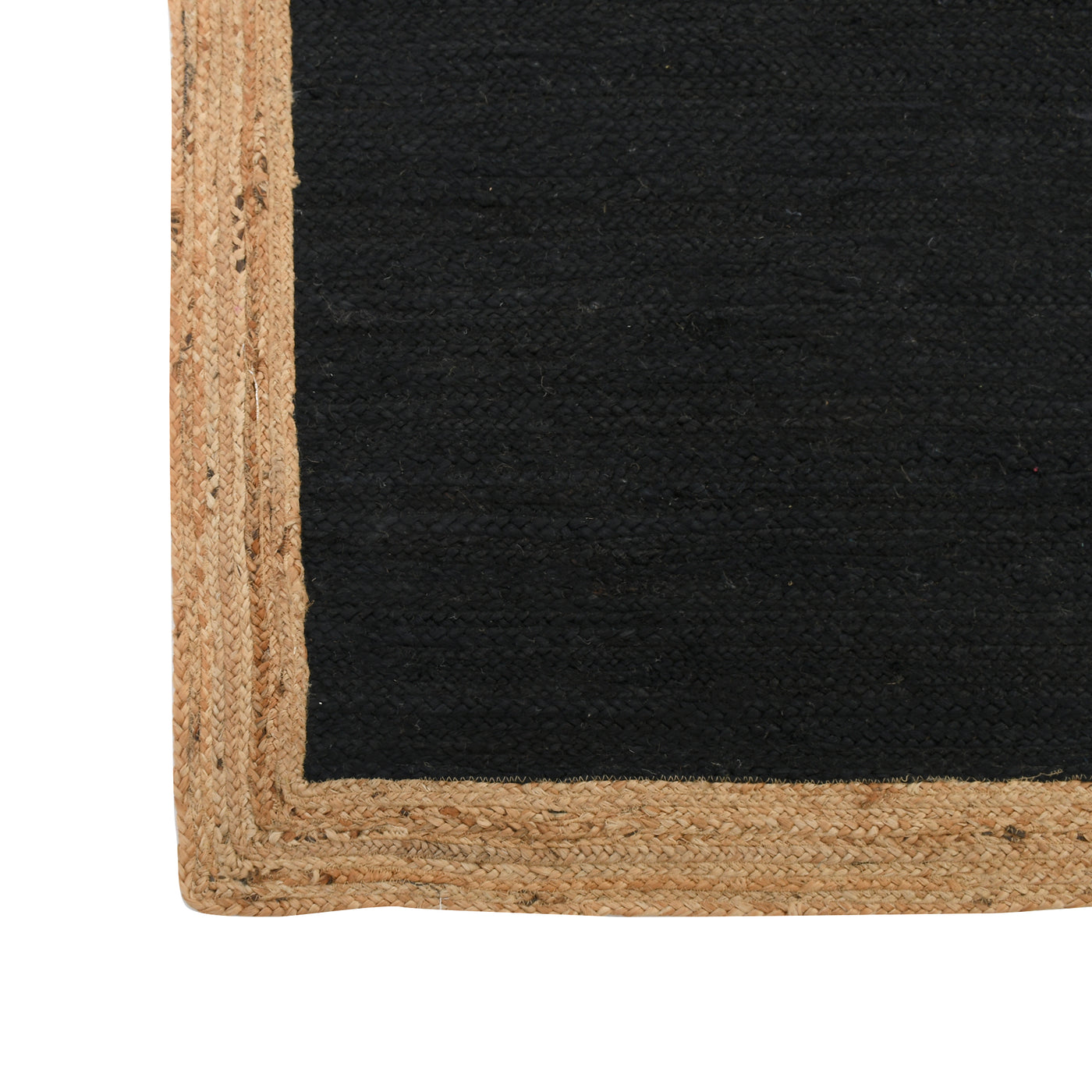 Braided Jute Rug Runner, Black Area Rug Carpet, Long Hallway Runner, Natural Woven Jute Rug