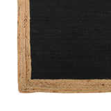 Braided Jute Rug Runner, Black Area Rug Carpet, Long Hallway Runner, Natural Woven Jute Rug