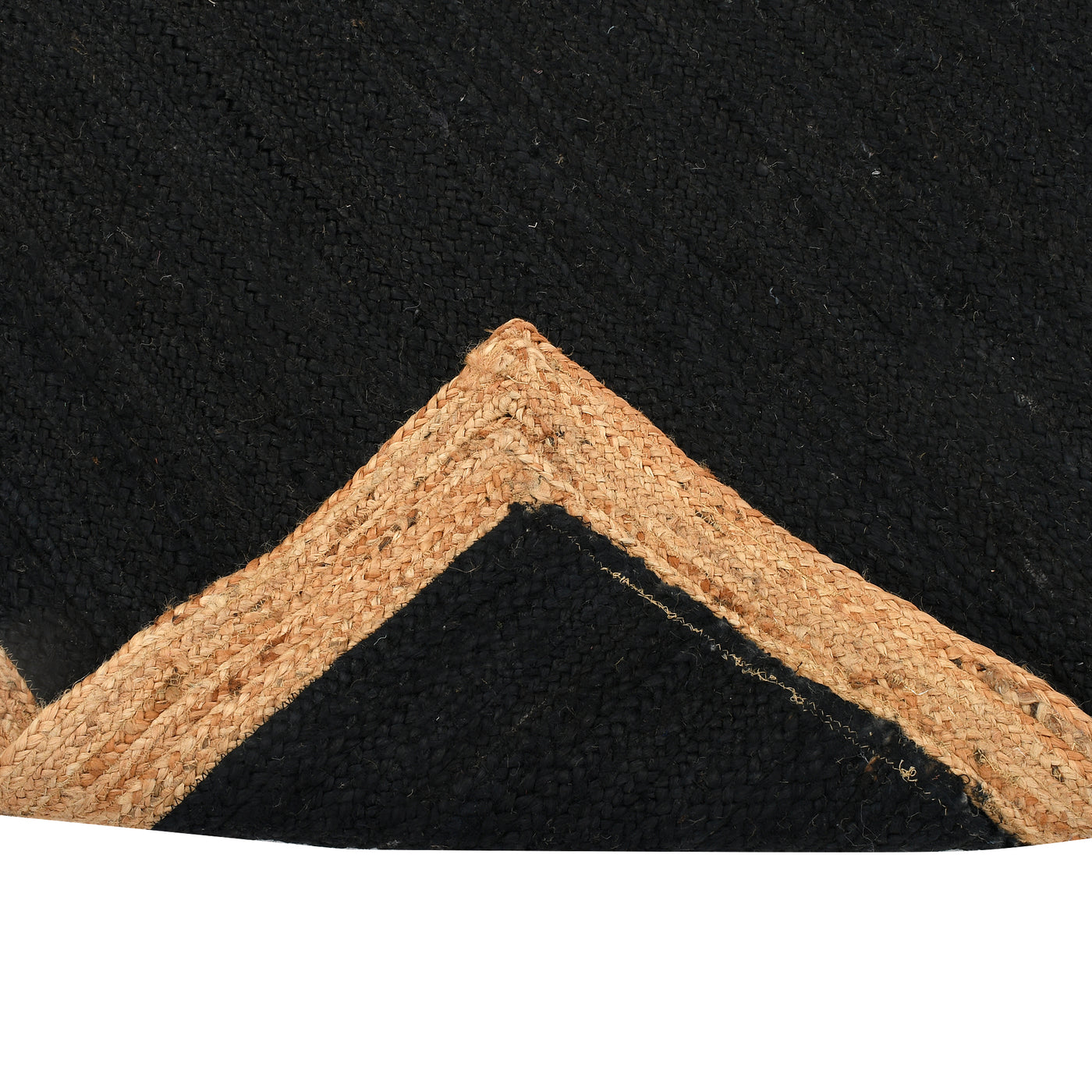 Braided Jute Rug Runner, Black Area Rug Carpet, Long Hallway Runner, Natural Woven Jute Rug