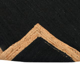 Braided Jute Rug Runner, Black Area Rug Carpet, Long Hallway Runner, Natural Woven Jute Rug