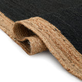 Braided Jute Rug Runner, Black Area Rug Carpet, Long Hallway Runner, Natural Woven Jute Rug