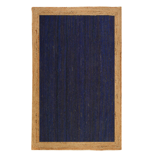 Navy Blue Rug Runner, Braided Hallway Carpet, Natural Woven Jute Rug in Custom Size