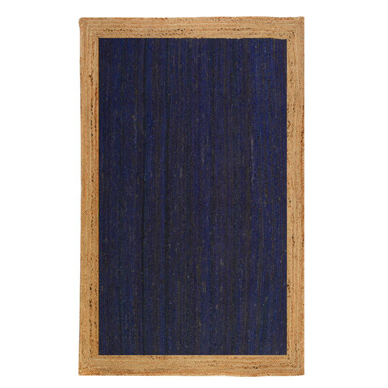 Navy Blue Rug Runner, Braided Hallway Carpet, Natural Woven Jute Rug in Custom Size