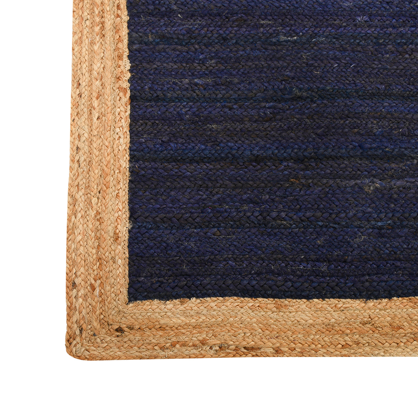 Navy Blue Rug Runner, Braided Hallway Carpet, Natural Woven Jute Rug in Custom Size