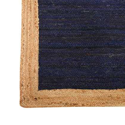 Navy Blue Rug Runner, Braided Hallway Carpet, Natural Woven Jute Rug in Custom Size