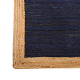 Navy Blue Rug Runner, Braided Hallway Carpet, Natural Woven Jute Rug in Custom Size