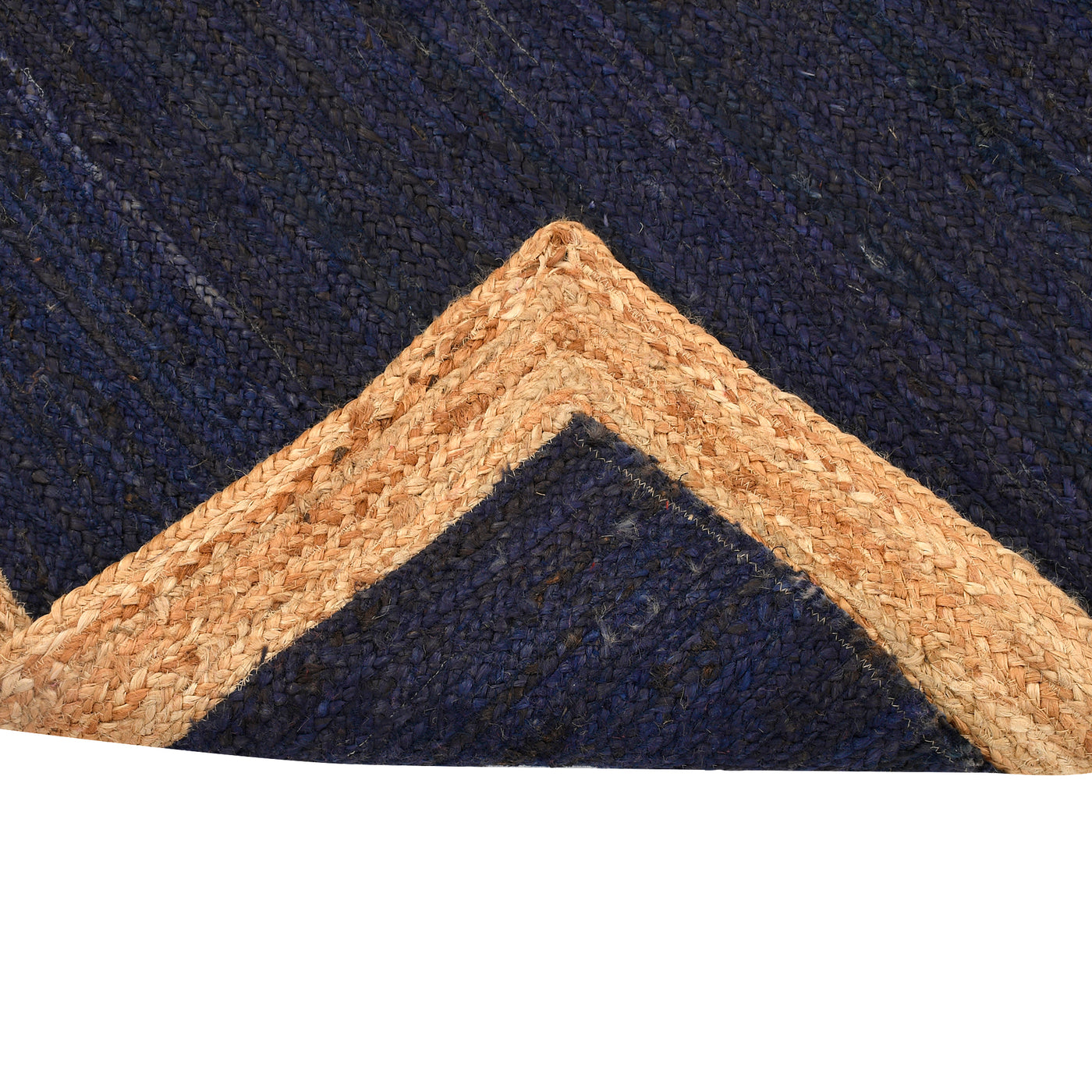Navy Blue Rug Runner, Braided Hallway Carpet, Natural Woven Jute Rug in Custom Size