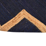 Navy Blue Rug Runner, Braided Hallway Carpet, Natural Woven Jute Rug in Custom Size