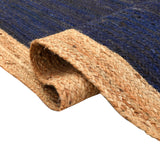 Navy Blue Rug Runner, Braided Hallway Carpet, Natural Woven Jute Rug in Custom Size