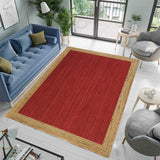 RED JUTE Rug Runner, Braided Area Rug for Living Room, Bohemian Hallway Carpet Runner