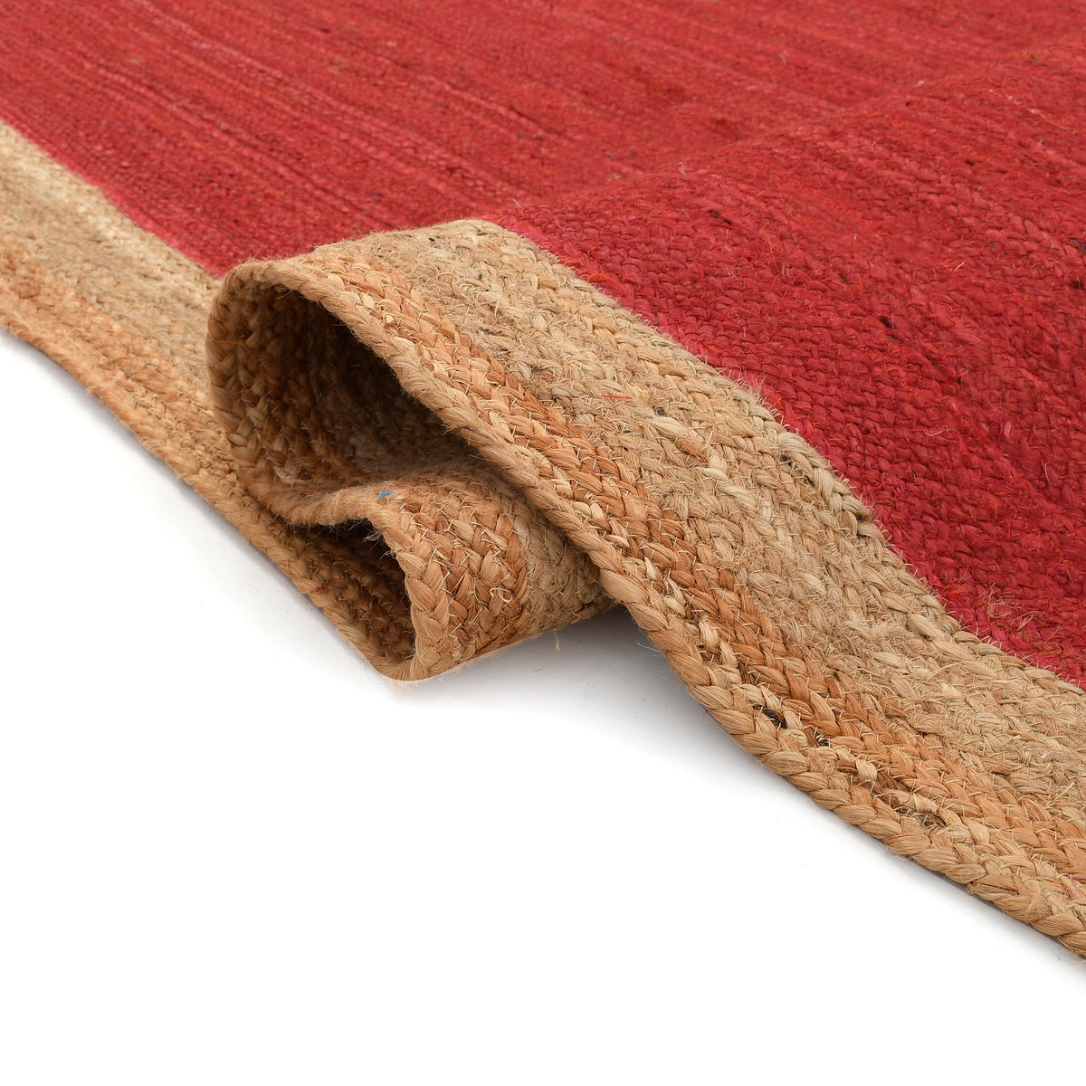 RED JUTE Rug Runner, Braided Area Rug for Living Room, Bohemian Hallway Carpet Runner