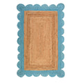 Scallop Edge Rug, Scalloped Jute Rug Runner for Heavy Traffic Hallway/Entryway