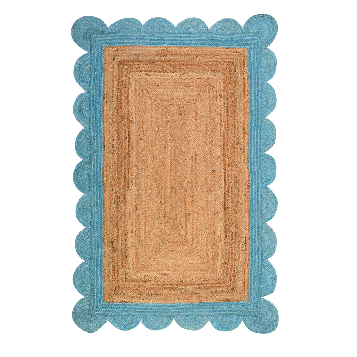 Scallop Edge Rug, Scalloped Jute Rug Runner for Heavy Traffic Hallway/Entryway