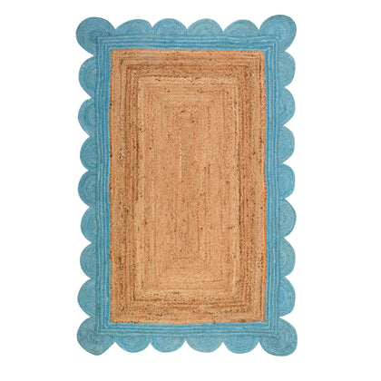 Scallop Edge Rug, Scalloped Jute Rug Runner for Heavy Traffic Hallway/Entryway