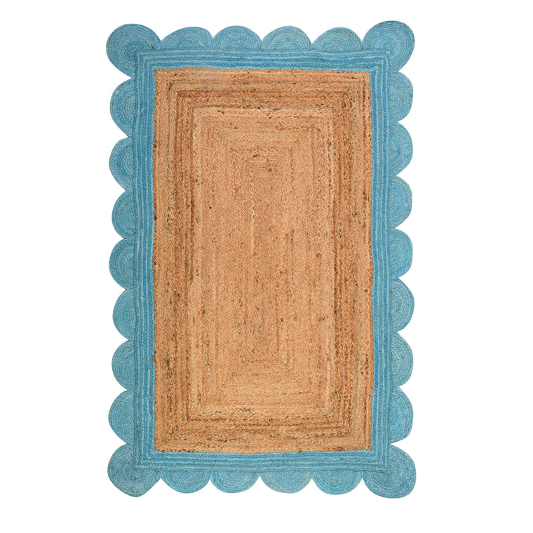 Scallop Edge Rug, Scalloped Jute Rug Runner for Heavy Traffic Hallway/Entryway