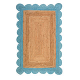 Scallop Edge Rug, Scalloped Jute Rug Runner for Heavy Traffic Hallway/Entryway
