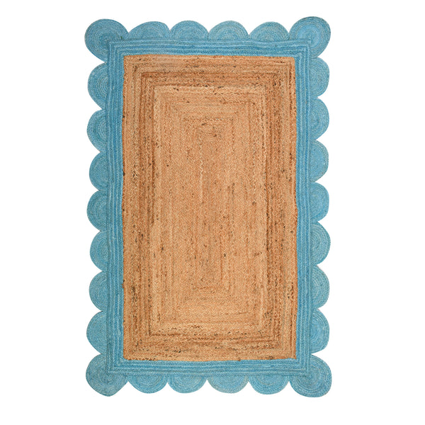 Scallop Edge Rug, Scalloped Jute Rug Runner for Heavy Traffic Hallway/Entryway