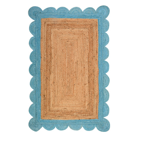 Scallop Edge Rug, Scalloped Jute Rug Runner for Heavy Traffic Hallway/Entryway