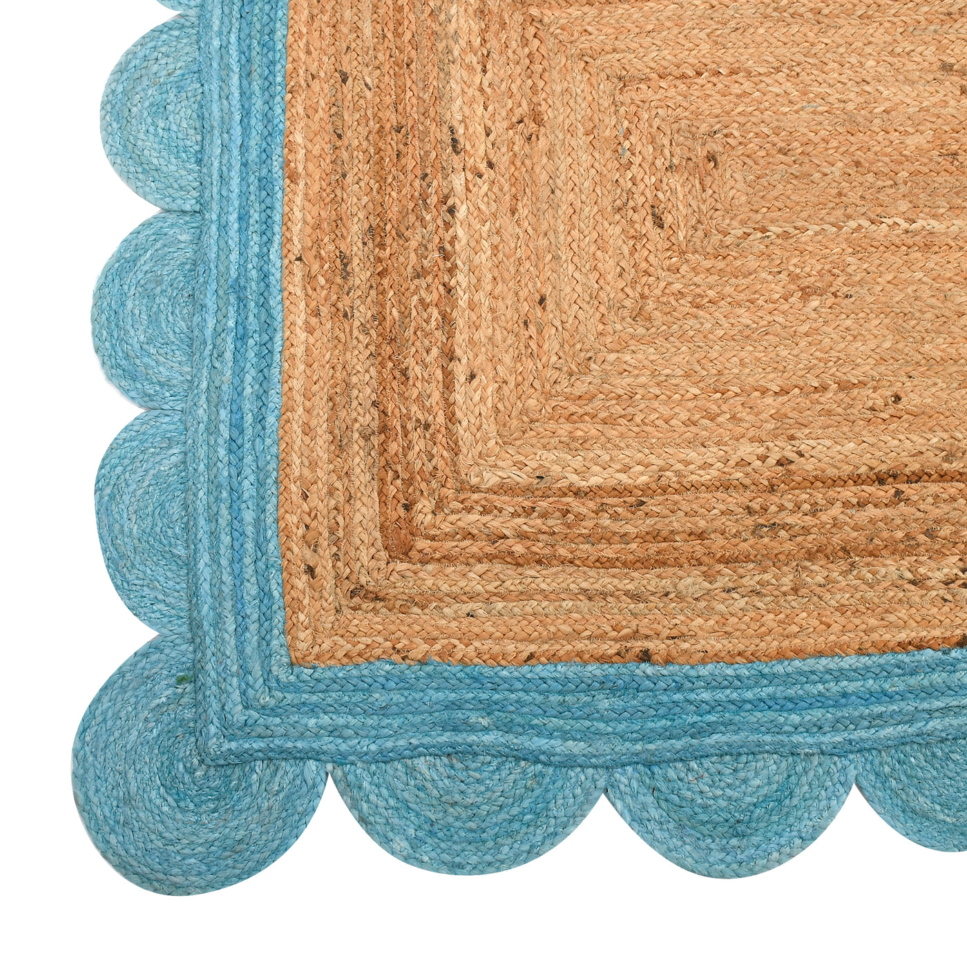 Scallop Edge Rug, Scalloped Jute Rug Runner for Heavy Traffic Hallway/Entryway