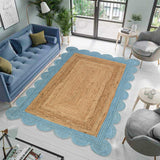 Scallop Edge Rug, Scalloped Jute Rug Runner for Heavy Traffic Hallway/Entryway