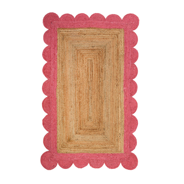 Jute Scalloped Edge Rug | Natural Scalloped Rug | Farmhouse Hallway Runner Carpet