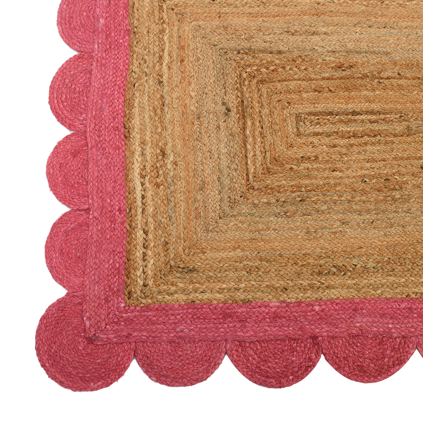 Jute Scalloped Edge Rug | Natural Scalloped Rug | Farmhouse Hallway Runner Carpet