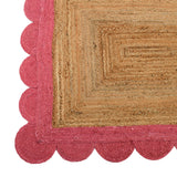 Jute Scalloped Edge Rug | Natural Scalloped Rug | Farmhouse Hallway Runner Carpet