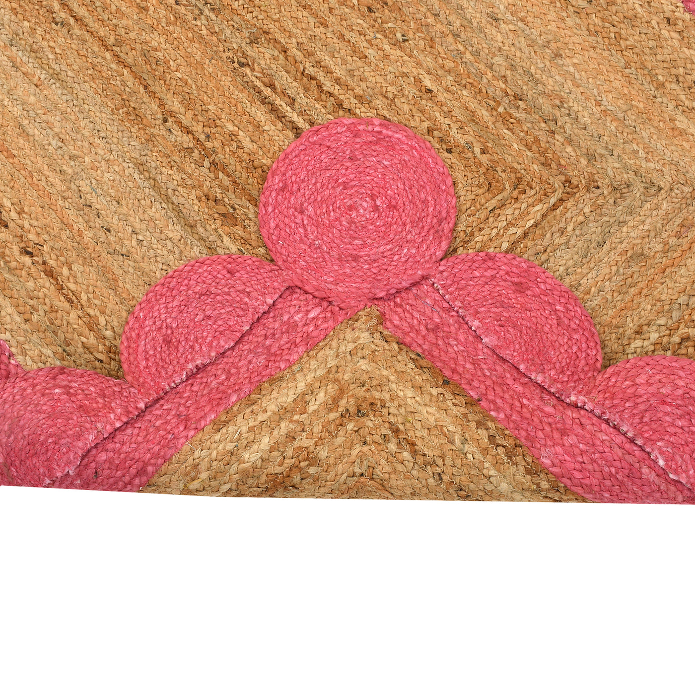 Jute Scalloped Edge Rug | Natural Scalloped Rug | Farmhouse Hallway Runner Carpet