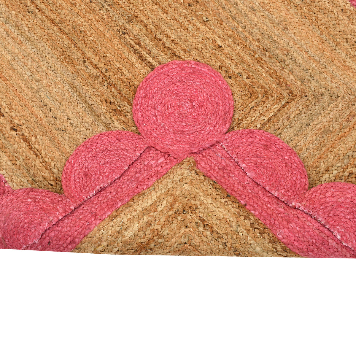 Jute Scalloped Edge Rug | Natural Scalloped Rug | Farmhouse Hallway Runner Carpet