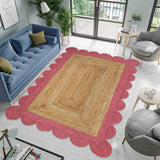 Jute Scalloped Edge Rug | Natural Scalloped Rug | Farmhouse Hallway Runner Carpet