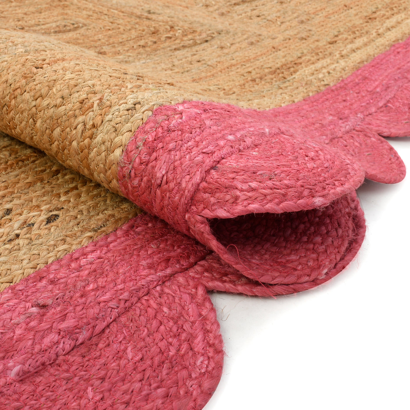 Jute Scalloped Edge Rug | Natural Scalloped Rug | Farmhouse Hallway Runner Carpet