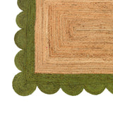 Green Scallop Edge Rug 8X10 | Scalloped Jute Rug | Heavy Traffic Hallway Carpet Runner