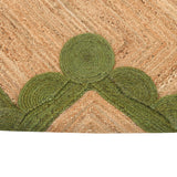 Green Scallop Edge Rug 8X10 | Scalloped Jute Rug | Heavy Traffic Hallway Carpet Runner